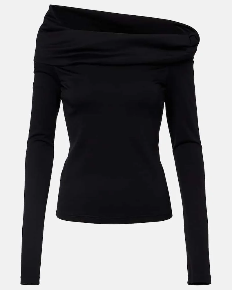 Max Mara Off-Shoulder-Top Orafo aus Schurwolle Schwarz