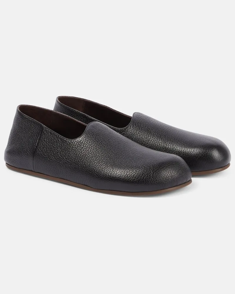 The Row Slip-Ons Hugh aus Leder Schwarz