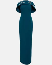 Safiyaa Verzierte Robe aus Crepe Blau