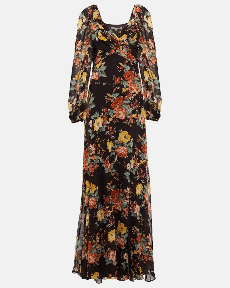 Veronica Beard Bedrucktes Maxikleid Avani aus Seide Multicolor