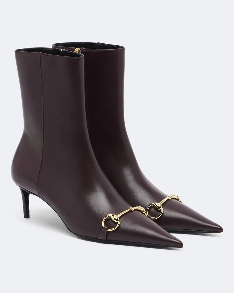 Gucci Ankle Boots Donna aus Leder Burgunderrot