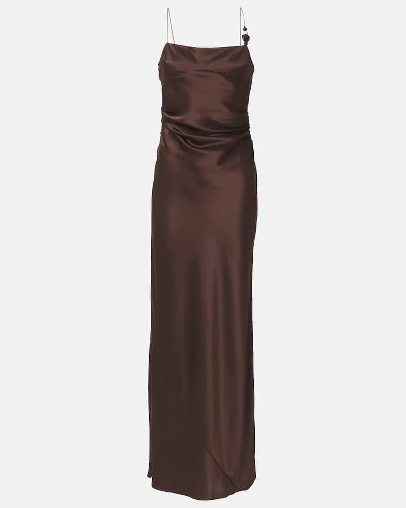 SIR Slipdress Lush aus Seidensatin Braun