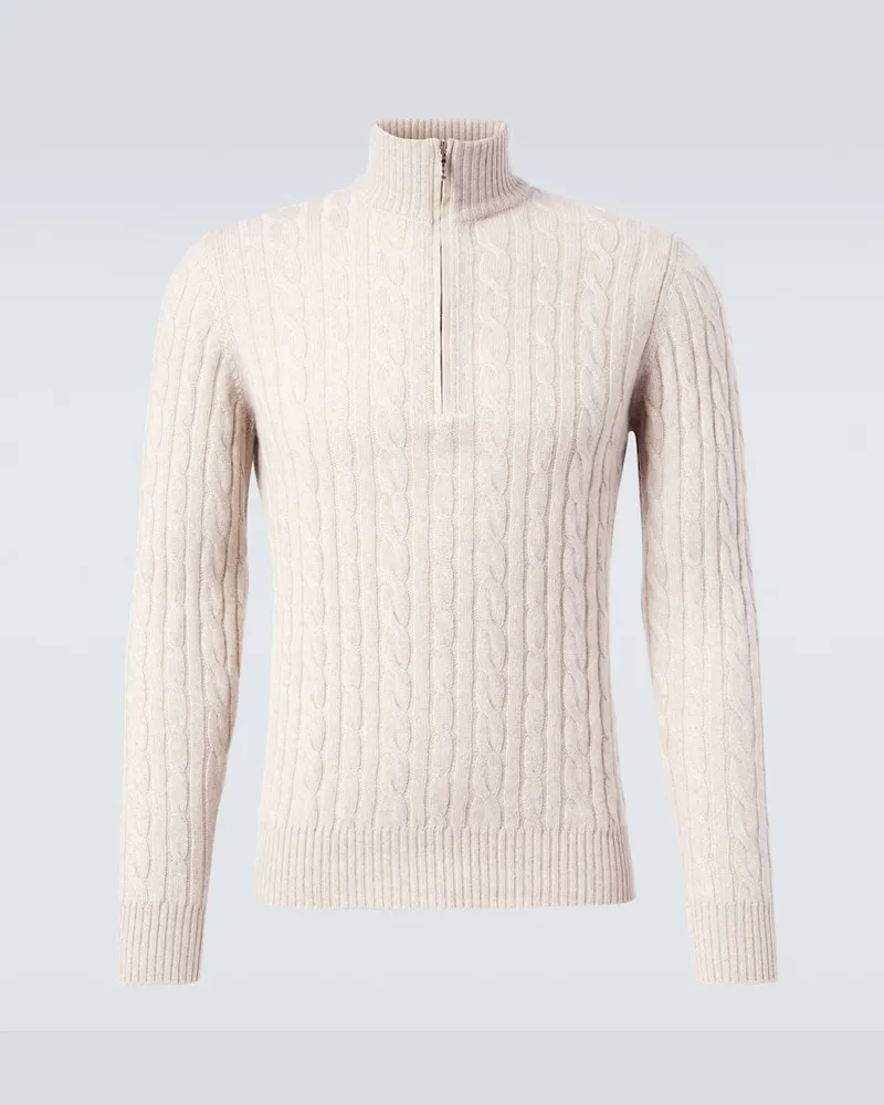Loro Piana Pullover Mezzocollo Treccia aus Kaschmir Neutral