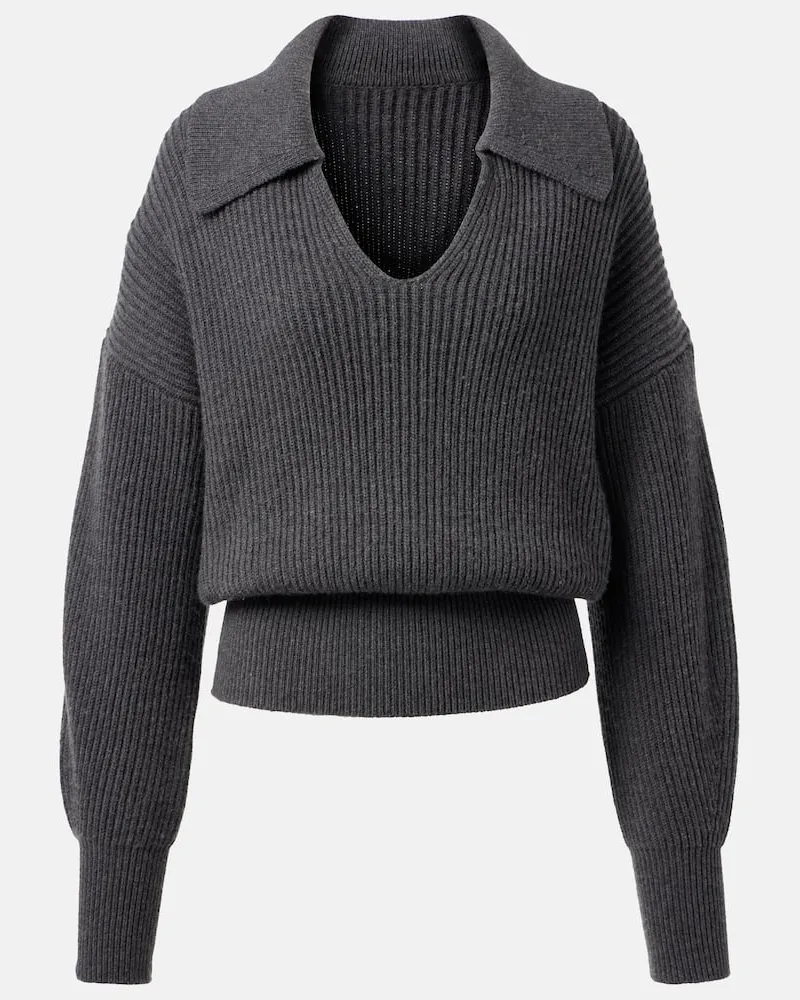 Joseph Polopullover aus Wolle, Kaschmir und Seide Grau