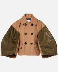 Sacai Jacke aus Wolle und Twill Beige