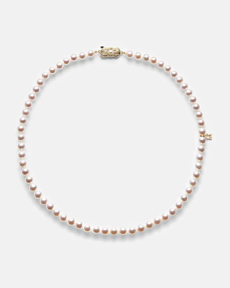 Mikimoto Halskette aus Akoyaperlen mit 18kt Gelbgold Gold