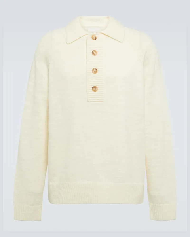 King & Tuckfield Polopullover aus Wolle Weiß