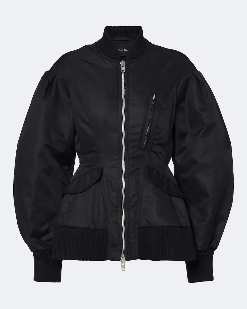 Simone Rocha Wattierte Bomberjacke aus Satin Schwarz