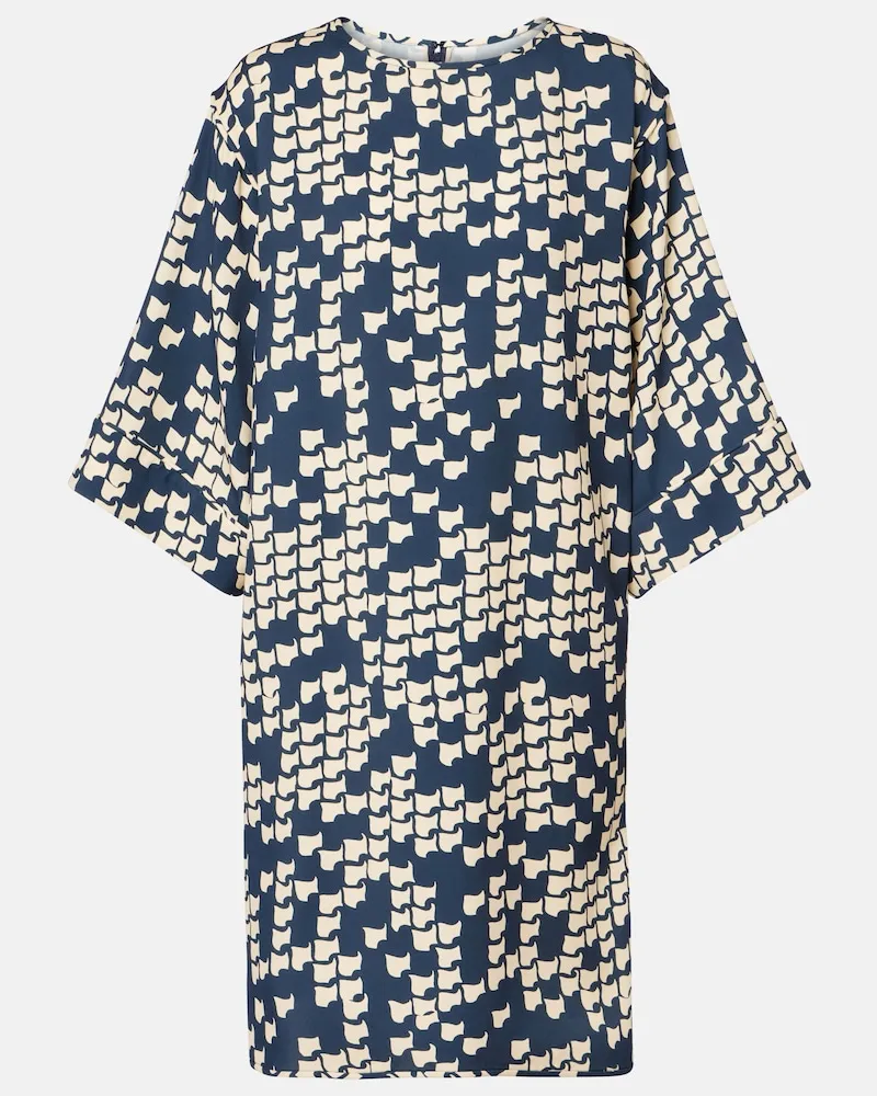 Valentino Garavani Bedrucktes Minikleid aus Cady Couture Blau