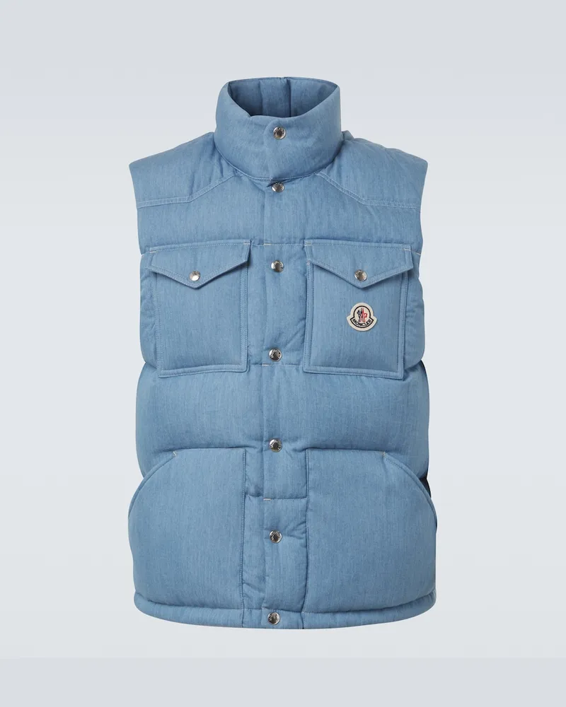 Moncler Daunenweste Ervial aus Denim Blau