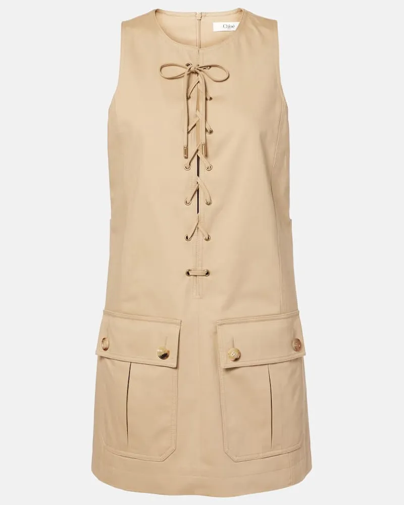Chloé Chloé Minikleid aus Baumwollsatin Beige