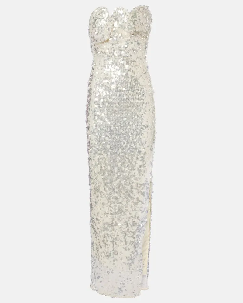 Christopher Esber Robe Opaline mit Pailletten Weiß