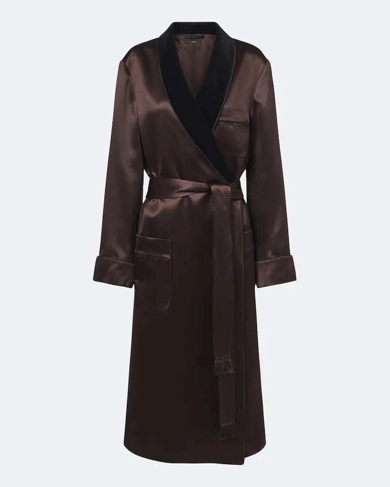 Tom Ford Wickelmantel aus Seidensatin Braun