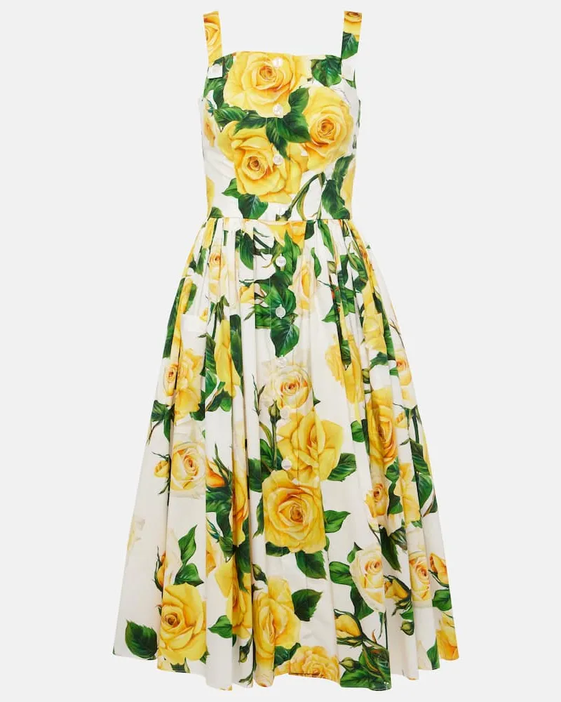 Dolce & Gabbana Midikleid aus Baumwolle Weiß