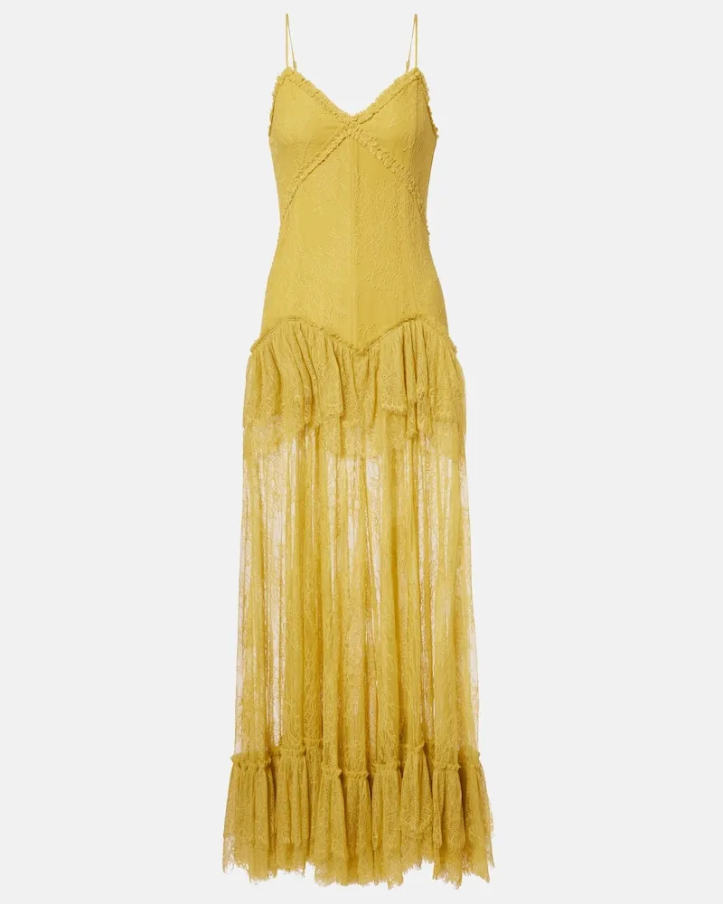 De La Vali Maxikleid Kala aus Spitze Gelb