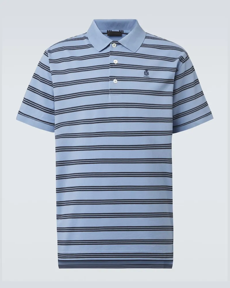 Prada Gestreiftes Polohemd aus Baumwolle Blau