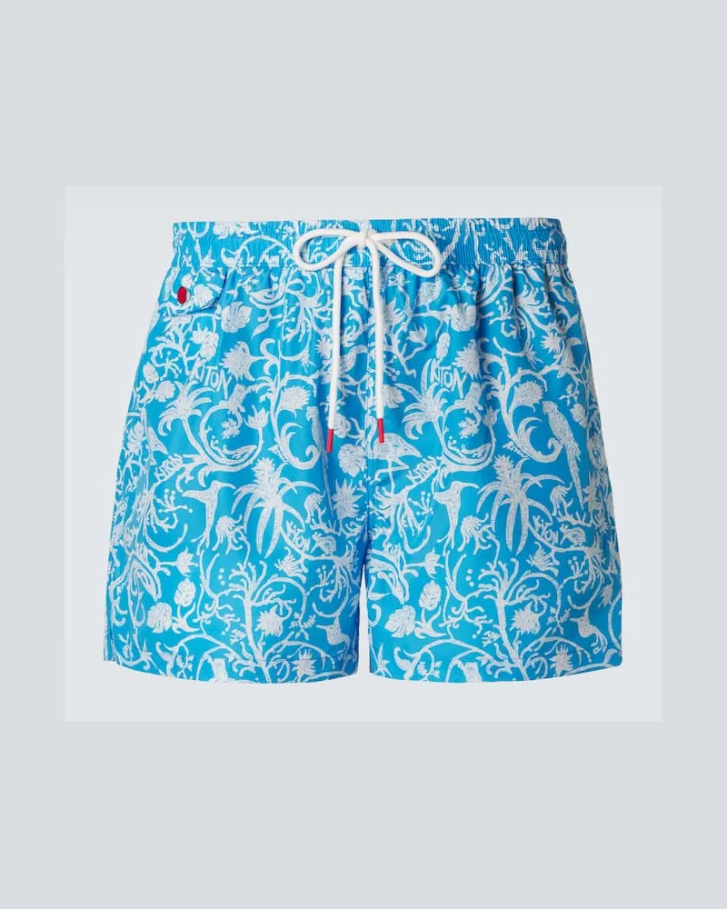 Kiton Bedruckte Badeshorts Blau
