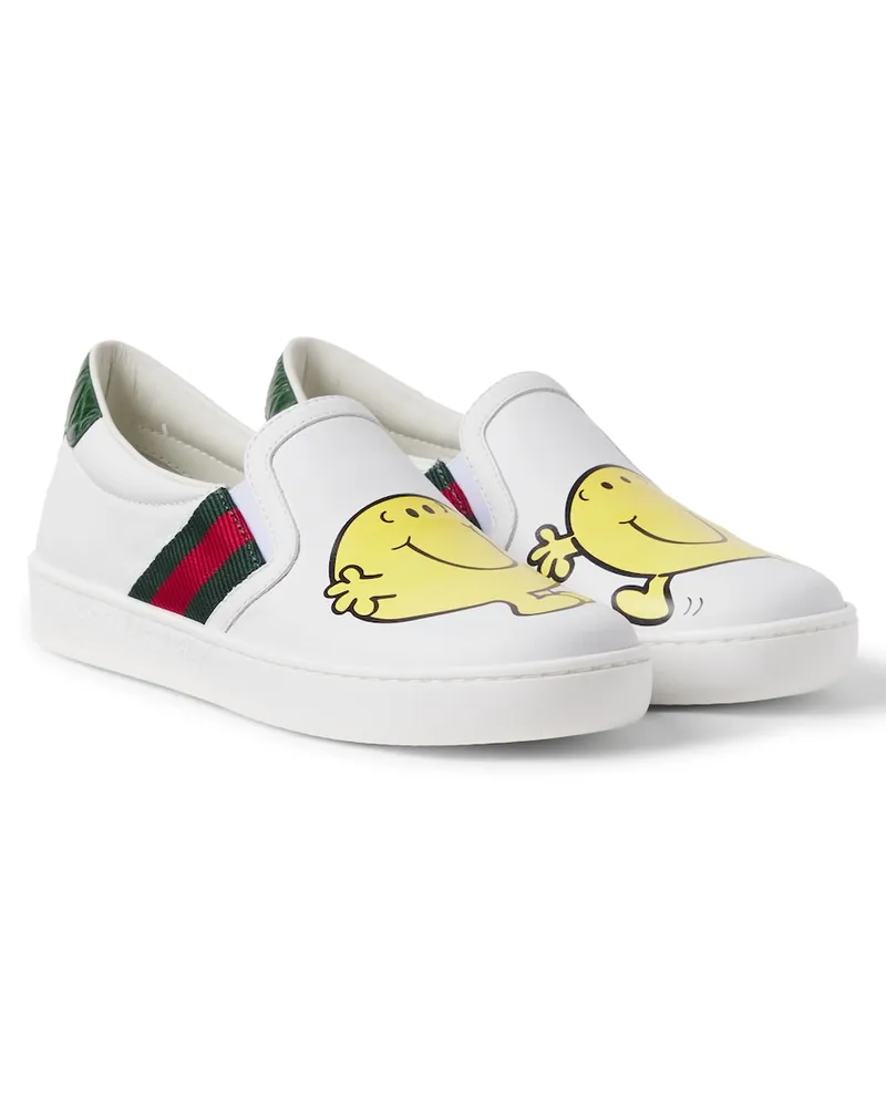 Gucci X Mr. Men Little Miss Slip-Ons aus Leder Weiß