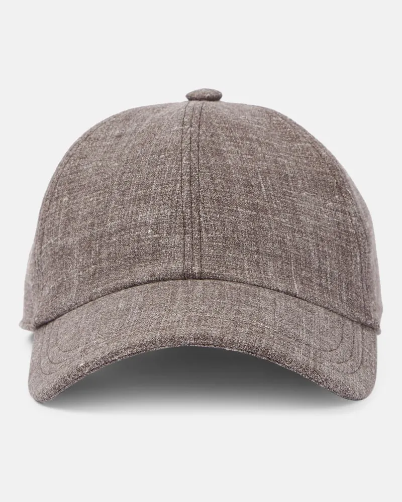 The Row Baseballcap Caspian aus Seide, Leinen und Wolle Grau