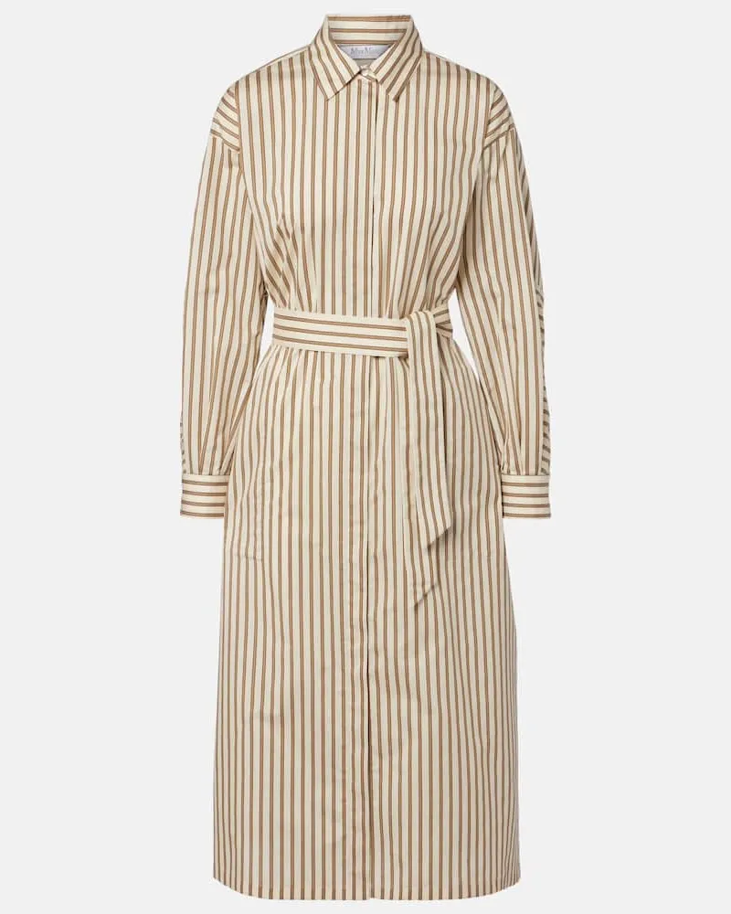 Max Mara Hemdblusenkleid Lord aus Baumwolle und Seide Weiß