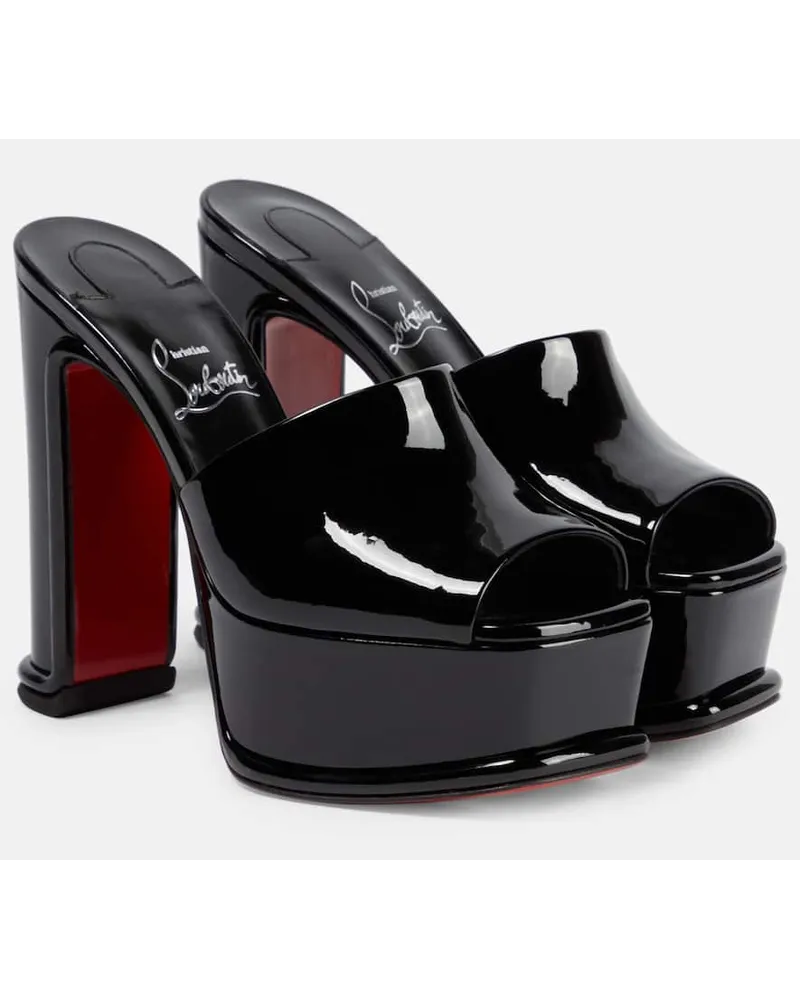 Christian Louboutin Plateau-Pantoletten Amali Alta aus Lackleder Schwarz