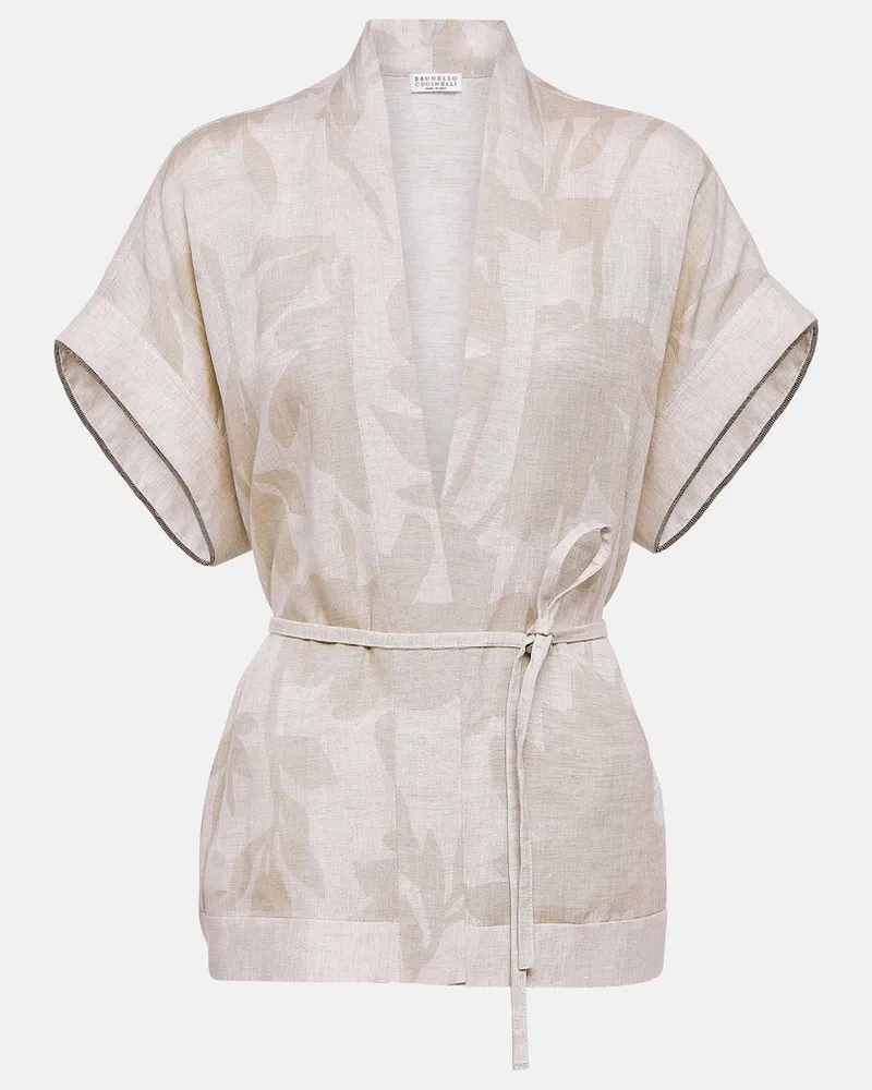 Brunello Cucinelli Top aus Leinen Beige