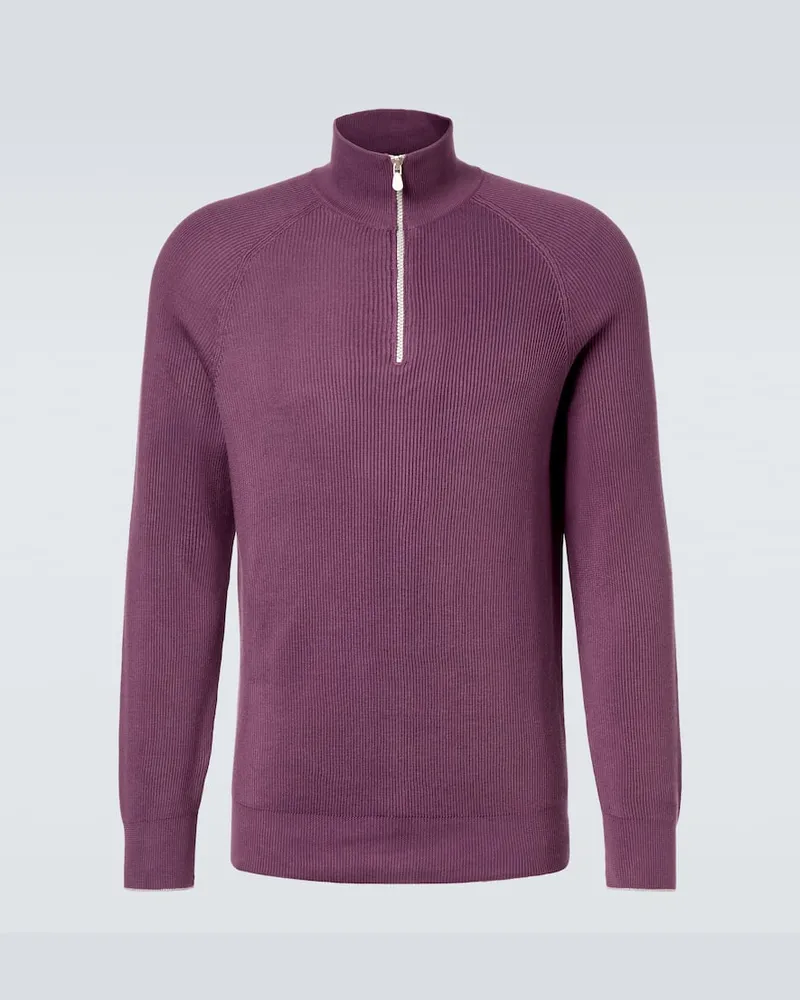 Brunello Cucinelli Pullover aus Rippstrick Lila