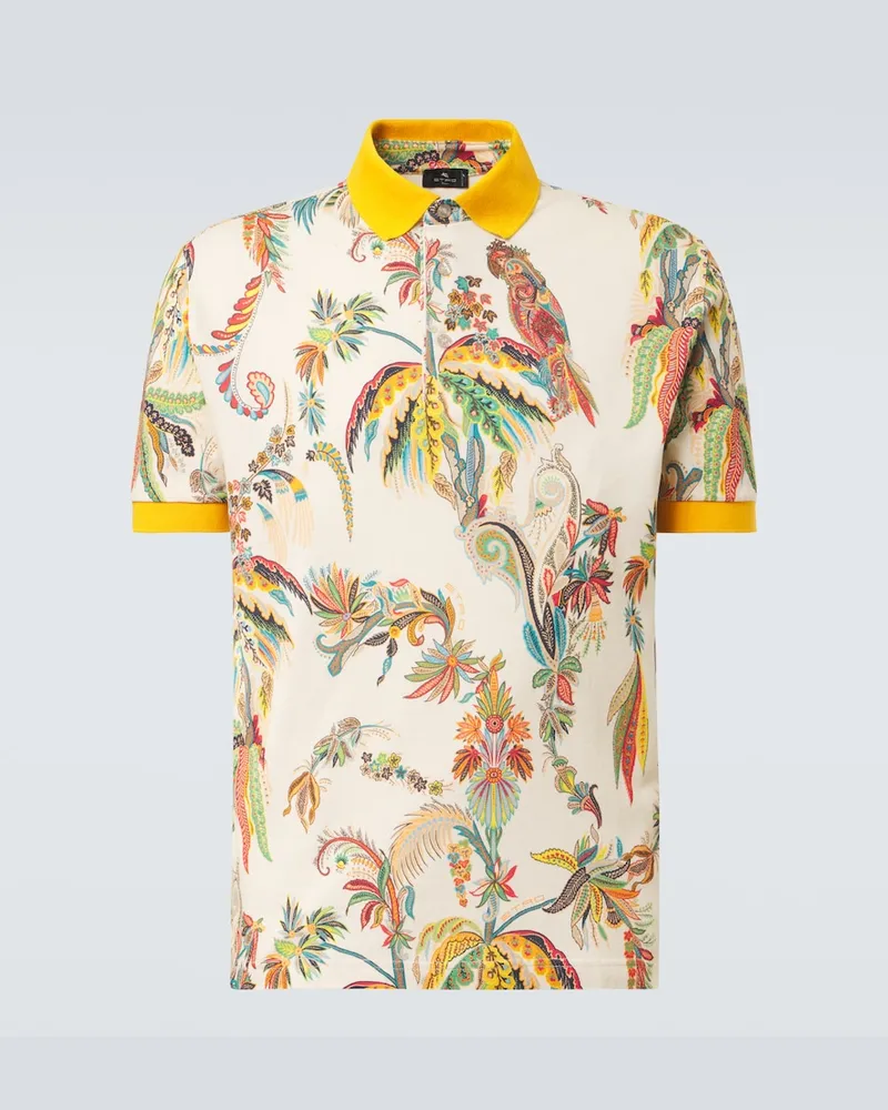 Etro Bedrucktes Polohemd aus Baumwoll-Piqué Multicolor