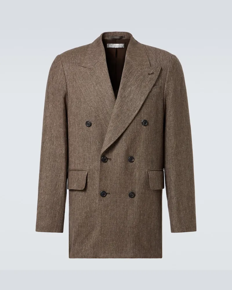 Our Legacy Blazer Sharp DB aus Leinen und Baumwolle Braun