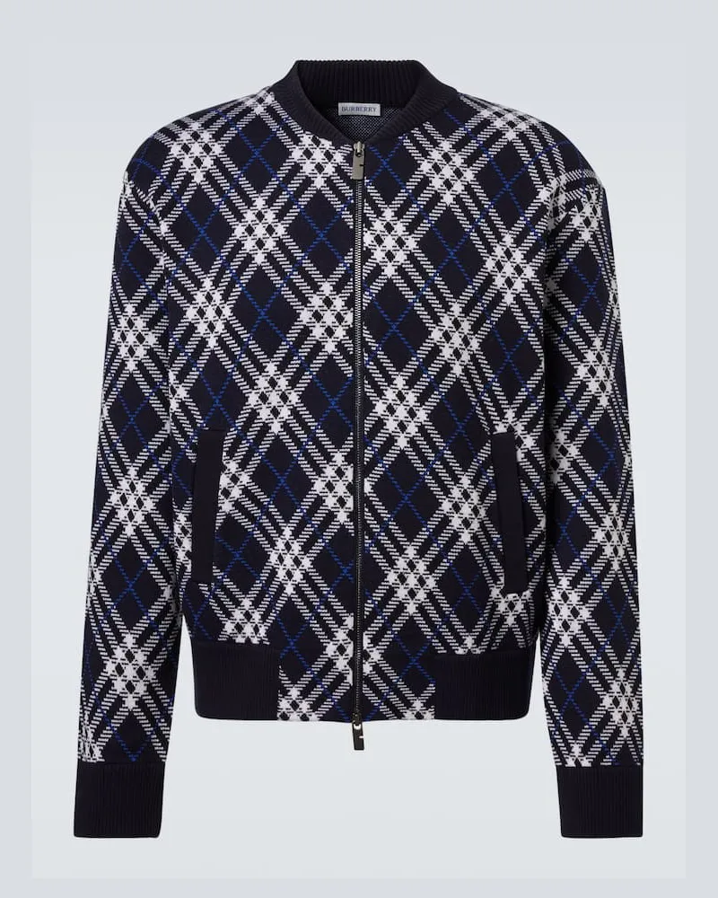 Burberry Blouson Burberry Check aus einem Wollgemisch Blau