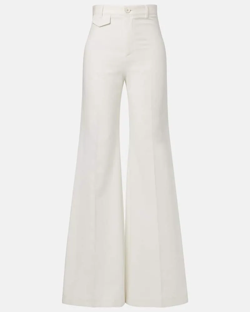 Chloé Chloé High-Rise-Schlaghose aus Baumwoll-Canvas Weiß