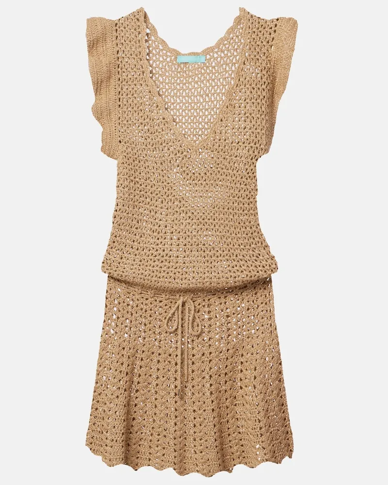 Melissa Odabash Minikleid Annalise aus gehäkeltem Lamé Gold
