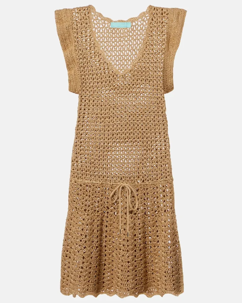 Melissa Odabash Minikleid Annalise aus gehäkeltem Lamé Gold