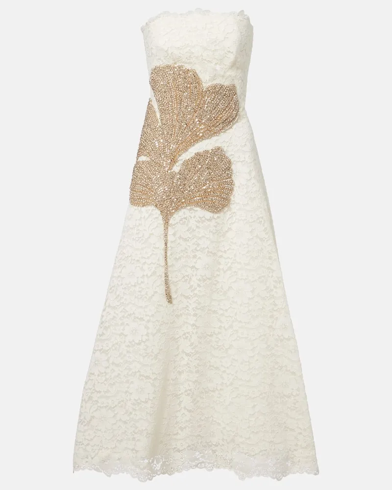 COSTARELLOS Verziertes Cocktailkleid Hallis aus Spitze Weiß
