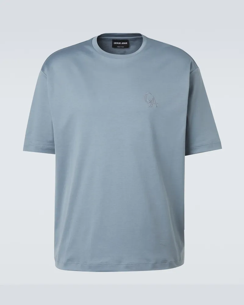Giorgio Armani T-Shirt aus Baumwoll-Jersey Blau