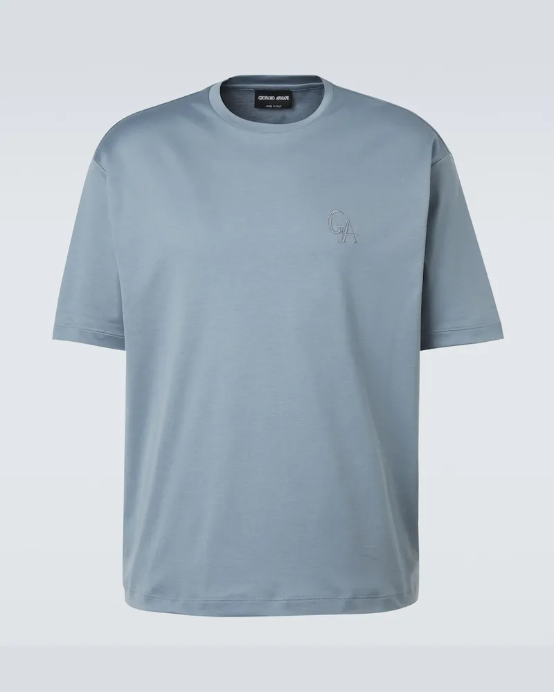 Giorgio Armani T-Shirt aus Baumwoll-Jersey Blau