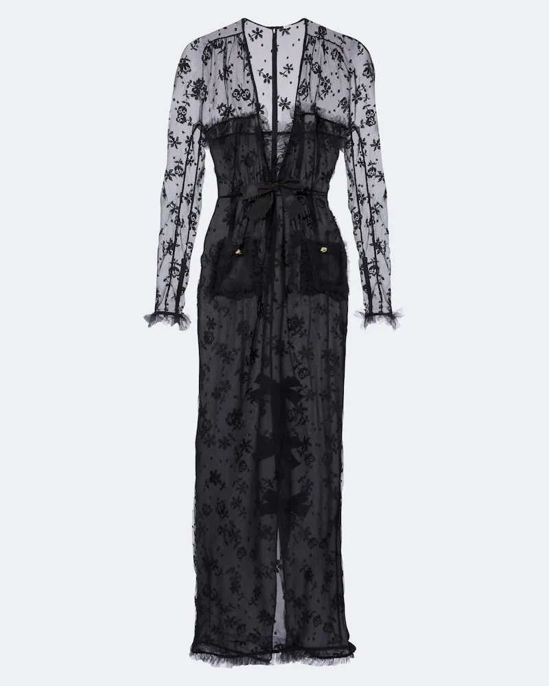 Alessandra Rich Maxikleid aus Spitze Schwarz