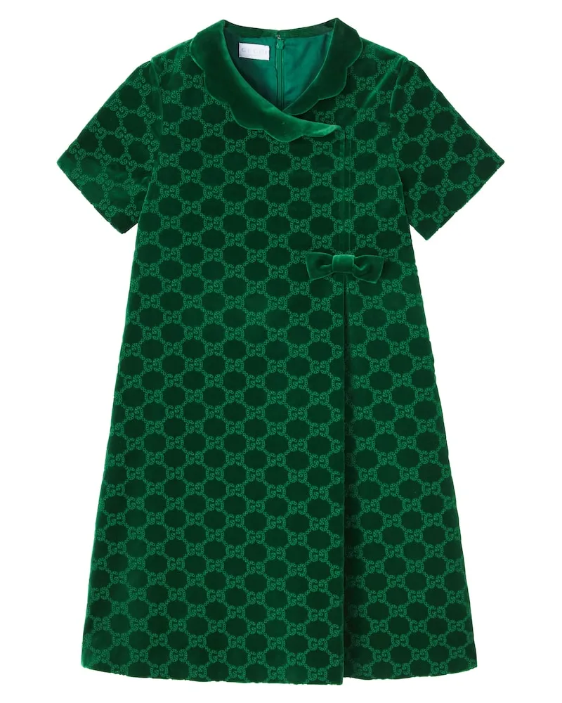 Gucci Kleid GG aus Baumwollsamt Grün