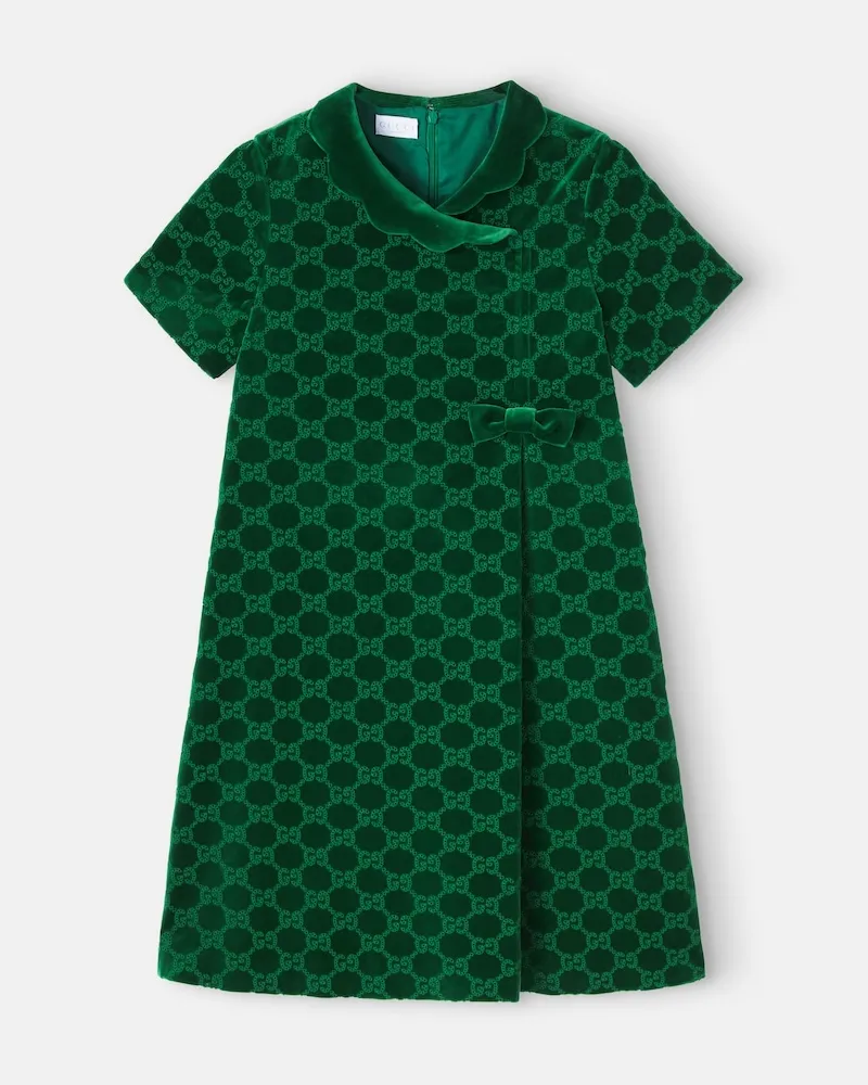 Gucci Kleid GG aus Baumwollsamt Grün