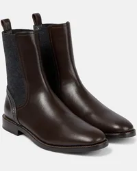 Brunello Cucinelli Verzierte Chelsea Boots aus Leder Braun