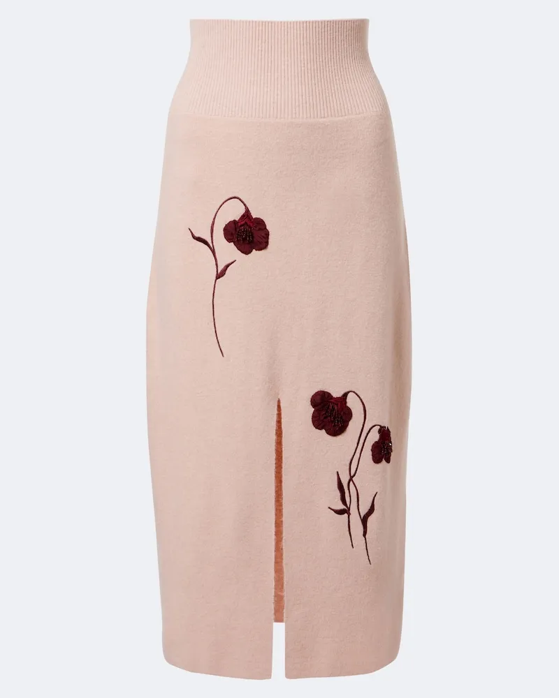 Erdem Verzierter Midirock mit Blumen-Applikation Rosa