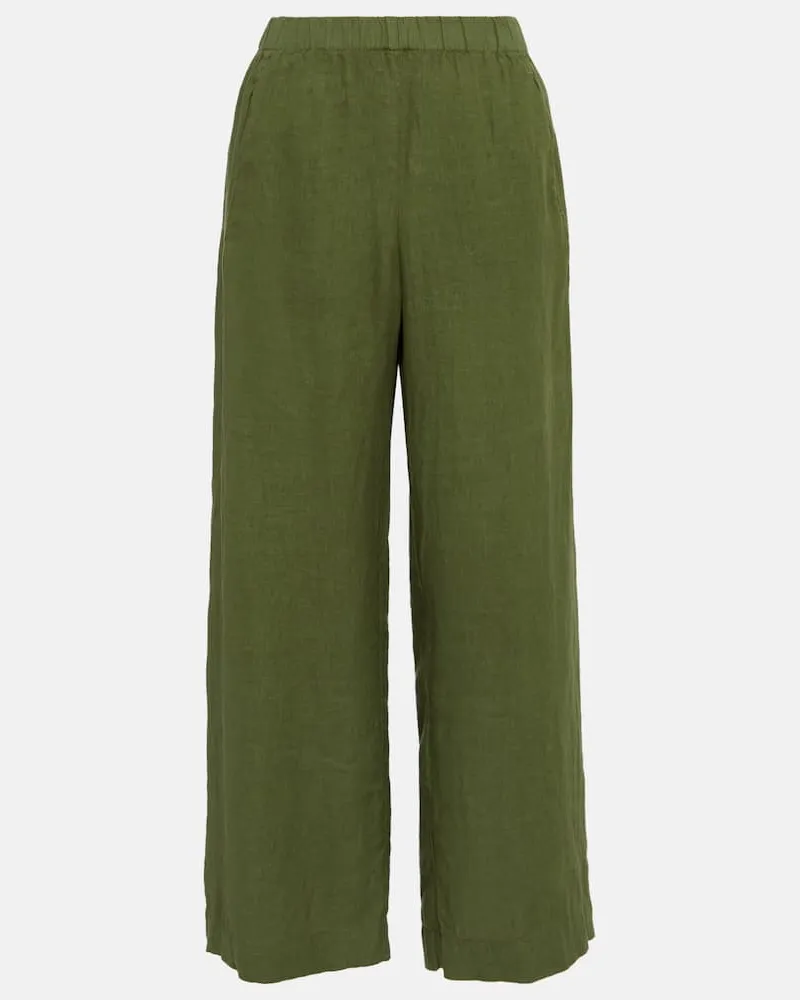 Velvet Weite High-Rise-Hose Lola aus Leinen Grün