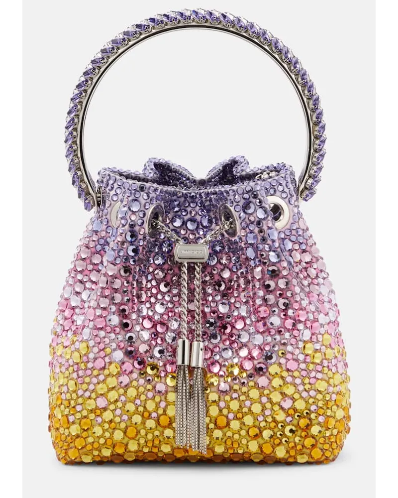 Jimmy Choo Bucket-Bag Bon Bon aus Satin mit Kristallen Multicolor