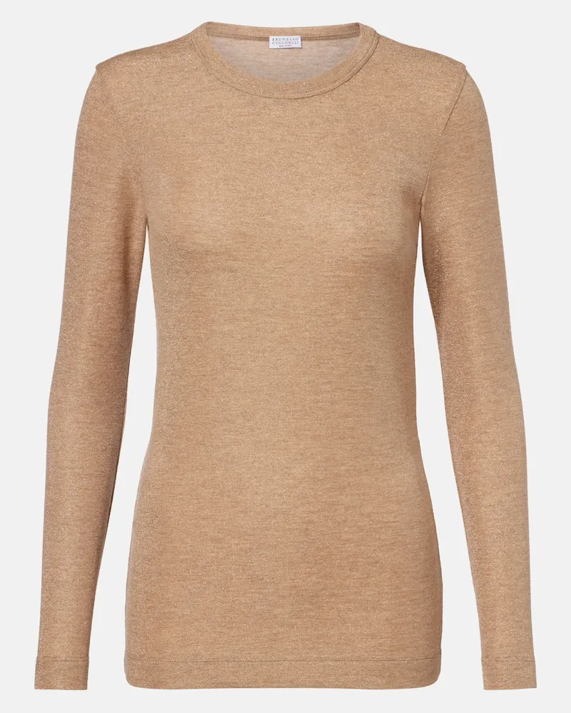 Brunello Cucinelli Pullover Monili aus einem Wollgemisch Beige