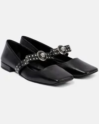 Versace Verzierte Ballerinas Gianni Ribbon aus Leder Schwarz