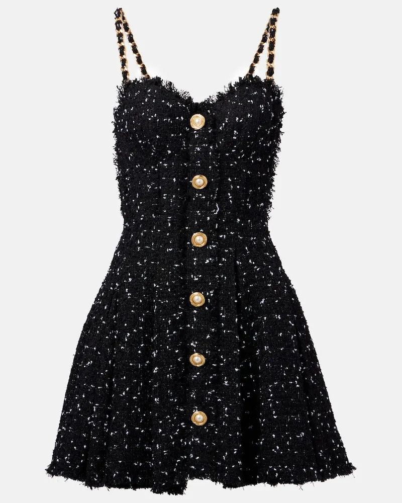 Balmain Minikleid aus Tweed Schwarz