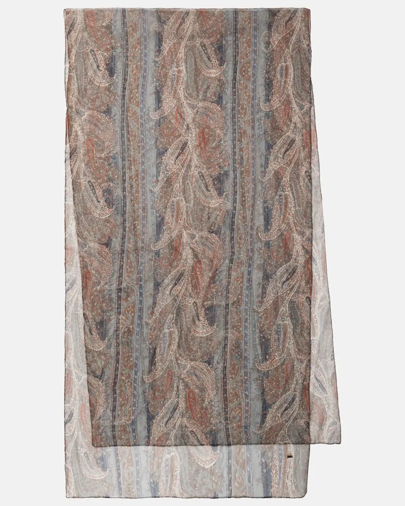 Saint Laurent Bedruckter Schal aus Seide Multicolor