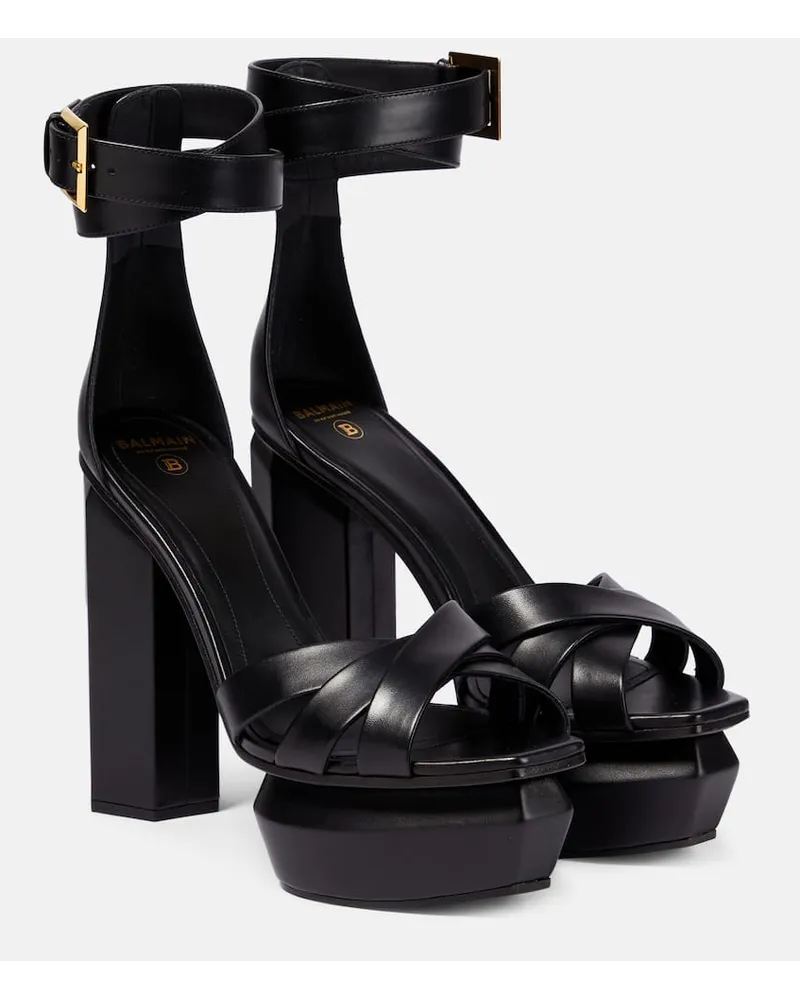 Balmain Plateausandalen Ava aus Leder Schwarz