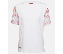T-Shirt aus Baumwolle mit Haekelstrick