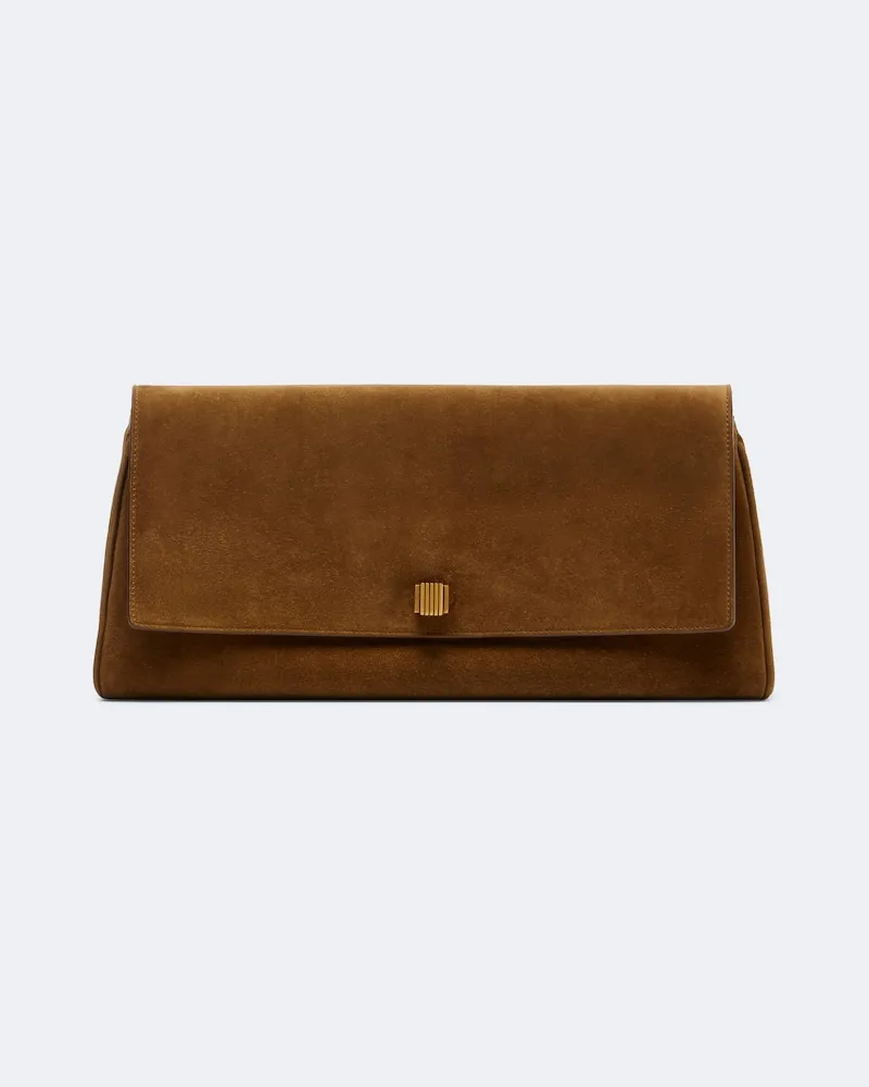 KHAITE Clutch Audrey aus Veloursleder Braun